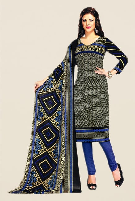 Salwar Studio Black & Blue Printed Dress Material Salwar Studio Black & Blue Printed Dress Material