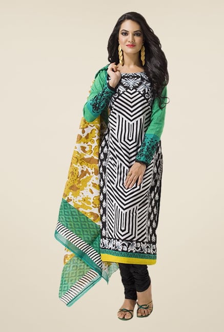 Salwar Studio Black & Green Printed Dress Material Salwar Studio Black & Green Printed Dress Material