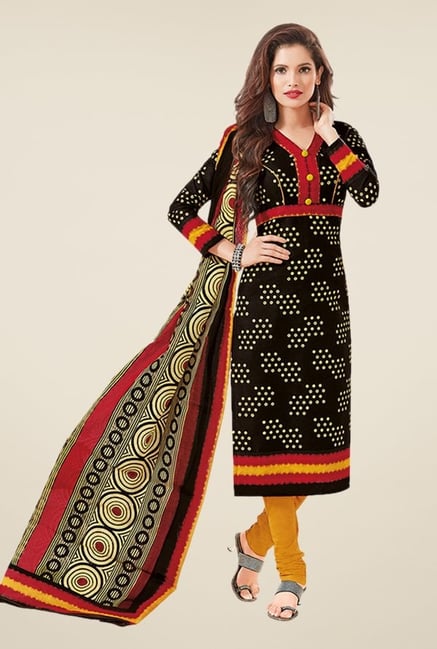 Salwar Studio Black & Yellow Printed Dress Material Salwar Studio Black & Yellow Printed Dress Material