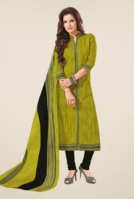 Salwar Studio Olive & Black Printed Dress Material Salwar Studio Olive & Black Printed Dress Material