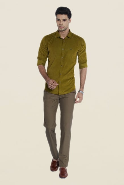 Park Avenue Brown Cotton Flat Front Trouser Park Avenue Brown Cotton Flat Front Trouser