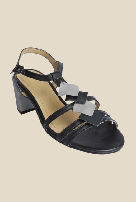 Salt 'n' Pepper Wendy Black & Grey Ankle Strap Sandals Salt 'n' Pepper Wendy Black & Grey Ankle Strap Sandals