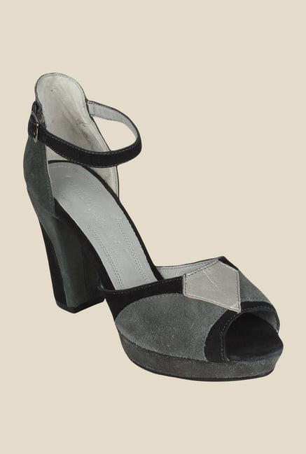Salt 'n' Pepper Meagan Grey & Black Ankle Strap Sandals Salt 'n' Pepper Meagan Grey & Black Ankle Strap Sandals