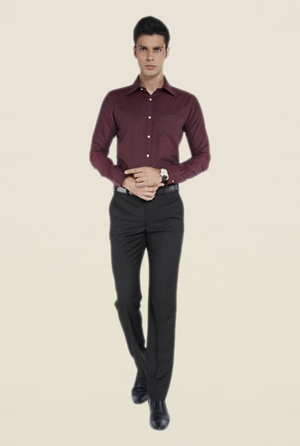 Park Avenue Black Solid Flat Front Trouser Park Avenue Black Solid Flat Front Trouser