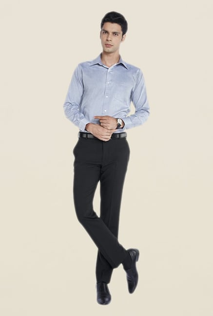 Park Avenue Black Solid Mid Rise Flat Front Trouser Park Avenue Black Solid Mid Rise Flat Front Trouser