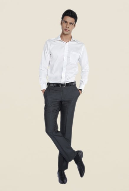 Park Avenue Grey Blend Mid Rise Flat Front Trouser Park Avenue Grey Blend Mid Rise Flat Front Trouser