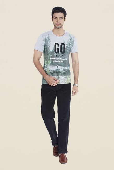Parx Grey Graphic Print T Shirt Parx Grey Graphic Print T Shirt