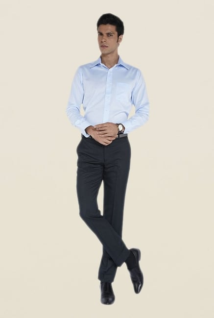 Park Avenue Navy Solid Mid Rise Flat Front Trouser Park Avenue Navy Solid Mid Rise Flat Front Trouser
