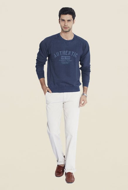 Parx Navy Printed Sweatshirt Parx Navy Printed Sweatshirt