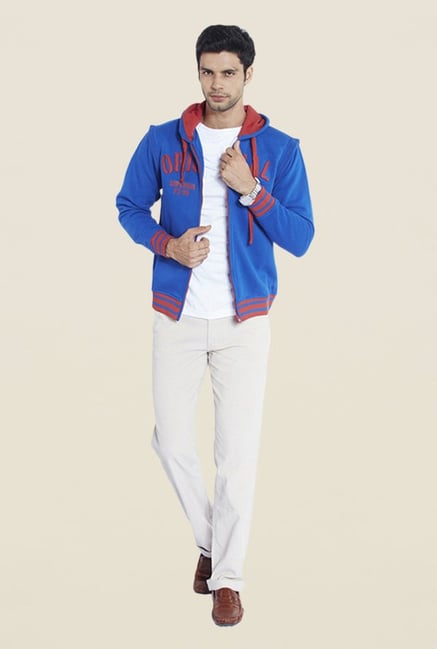 Parx Blue Printed Hoodie Parx Blue Printed Hoodie