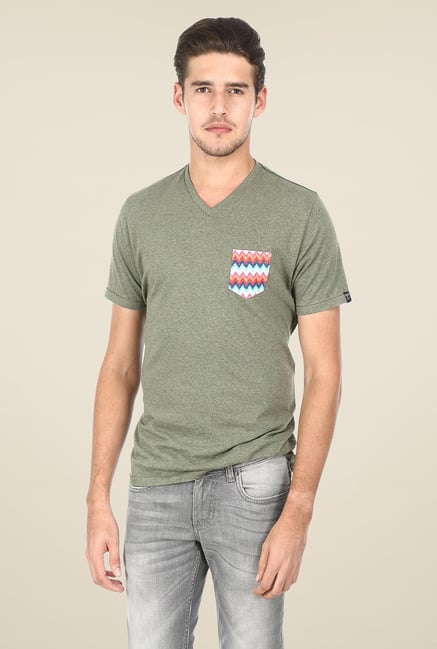 Basics Olive Solid T-shirt Basics Olive Solid T-shirt