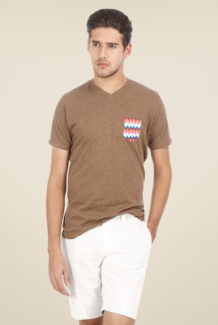 Basics Brown Solid Blend T-shirt Basics Brown Solid Blend T-shirt