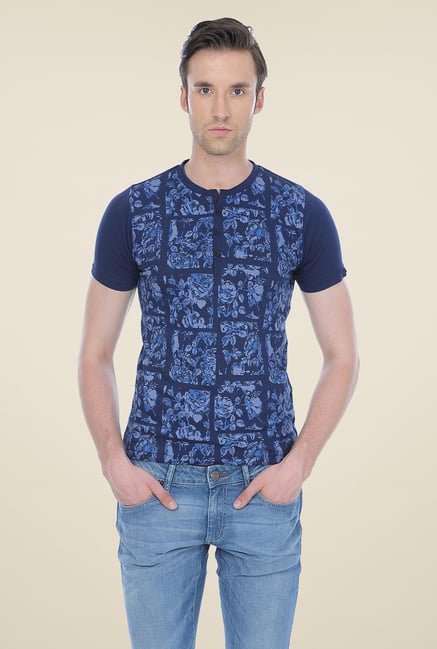 Basics Navy Floral Print T-shirt Basics Navy Floral Print T-shirt