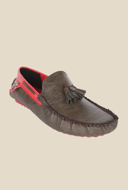 Wega Life Grast Brown & Red Loafers Wega Life Grast Brown & Red Loafers
