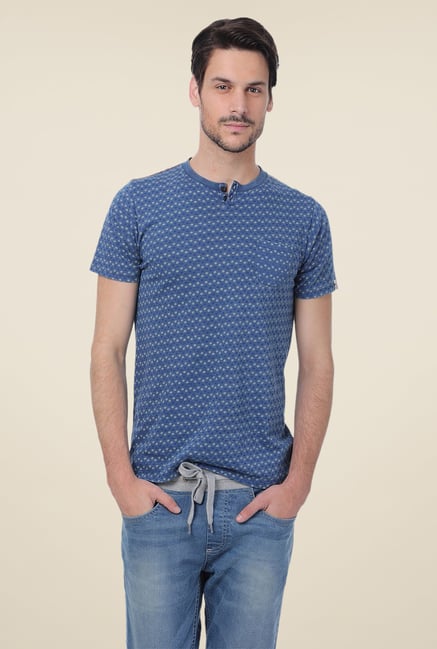Basics Blue Printed T-shirt Basics Blue Printed T-shirt