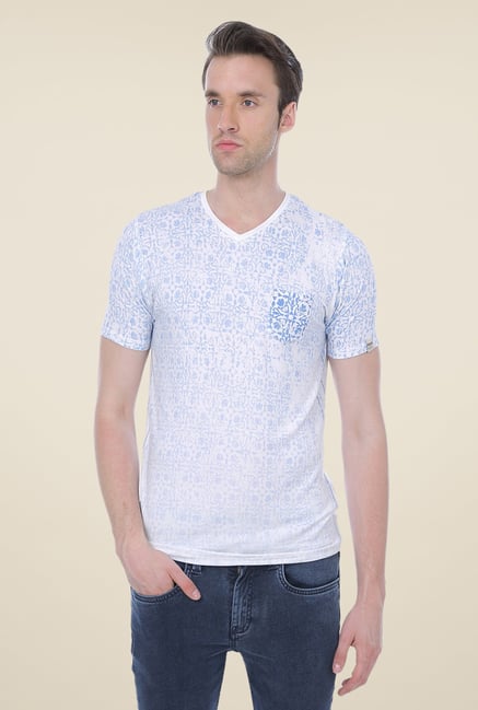 Basics White Printed Viscose T-shirt Basics White Printed Viscose T-shirt