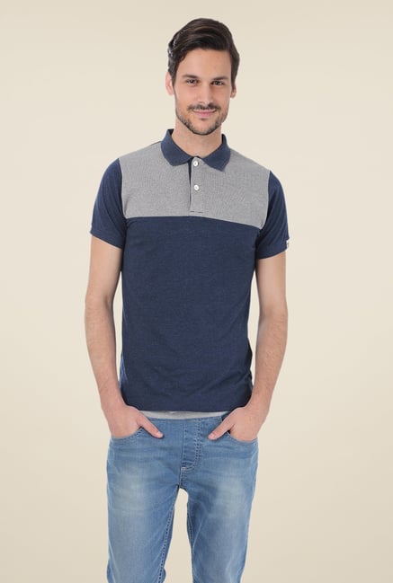 Basics Navy Solid Polo T-shirt Basics Navy Solid Polo T-shirt