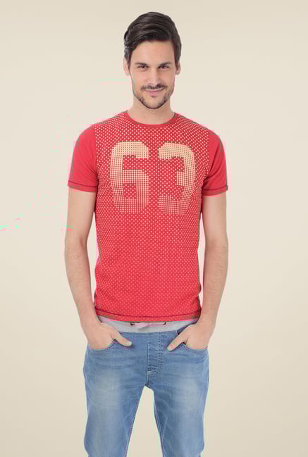 Basics Red Printed Crew T-shirt Basics Red Printed Crew T-shirt