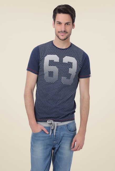 Basics Navy Printed Crew T-shirt Basics Navy Printed Crew T-shirt