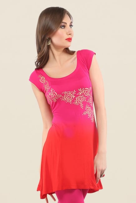 Ira Soleil Pink Printed Kurti Ira Soleil Pink Printed Kurti