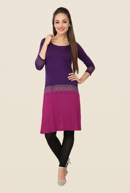 Ira Soleil Purple Solid Kurta Ira Soleil Purple Solid Kurta