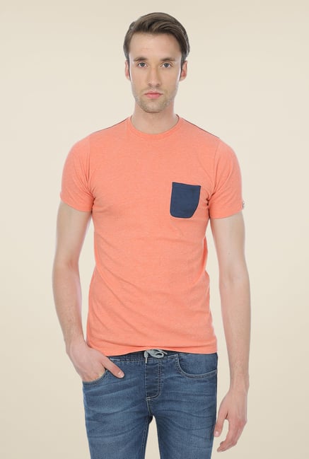 Basics Peach Solid Crew T-shirt Basics Peach Solid Crew T-shirt