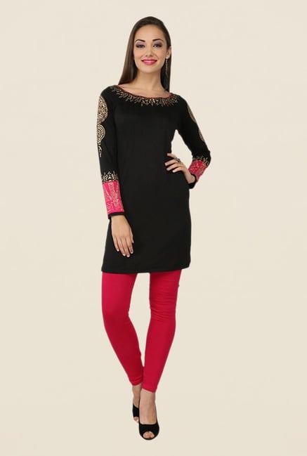 Ira Soleil Black Solid Kurti Ira Soleil Black Solid Kurti