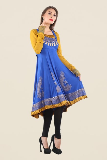 Ira Soleil Blue Printed Kurta Ira Soleil Blue Printed Kurta