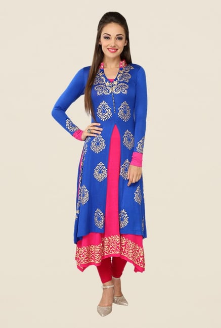 Ira Soleil Blue Printed Kurta Ira Soleil Blue Printed Kurta