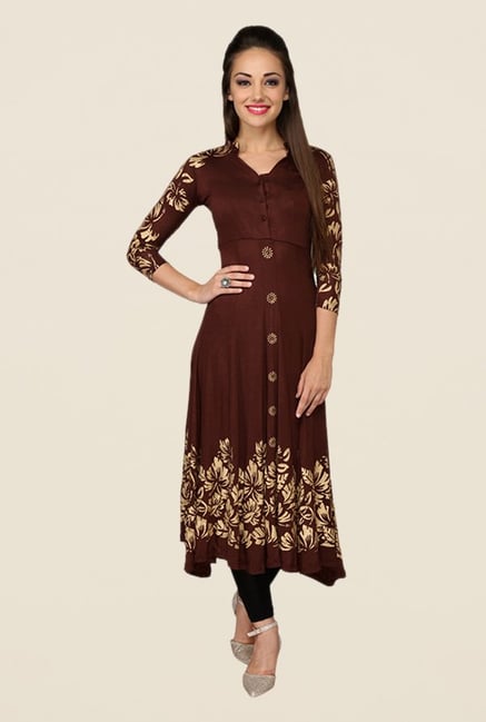 Ira Soleil Brown Printed Kurta Ira Soleil Brown Printed Kurta