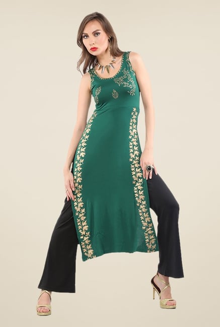 Ira Soleil Green Printed Kurta Ira Soleil Green Printed Kurta