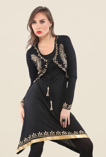 Ira Soleil Black Printed Kurta Ira Soleil Black Printed Kurta