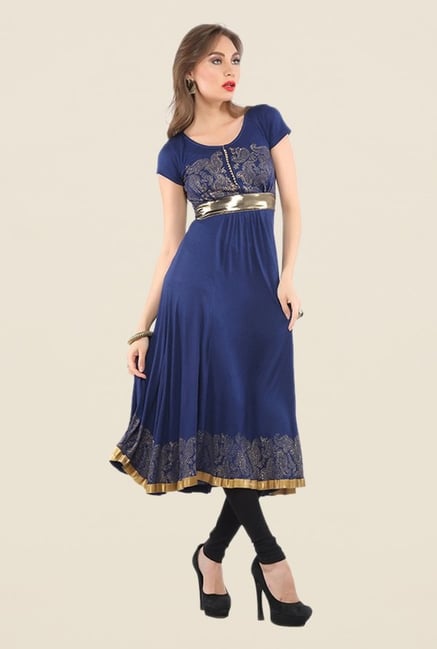 Ira Soleil Blue Printed Kurta Ira Soleil Blue Printed Kurta