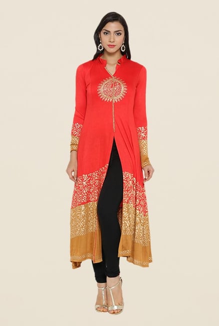 Ira Soleil Red Printed Kurta Ira Soleil Red Printed Kurta