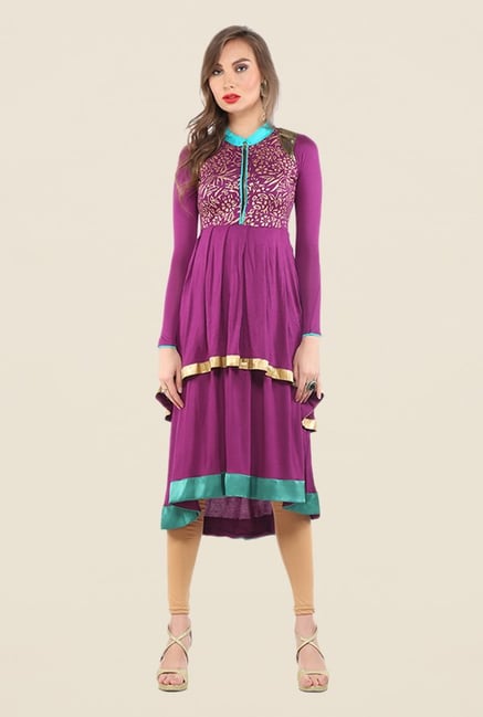 Ira Soleil Purple Printed Kurta Ira Soleil Purple Printed Kurta
