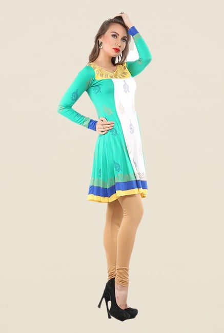 Ira Soleil Green Printed Kurti Ira Soleil Green Printed Kurti