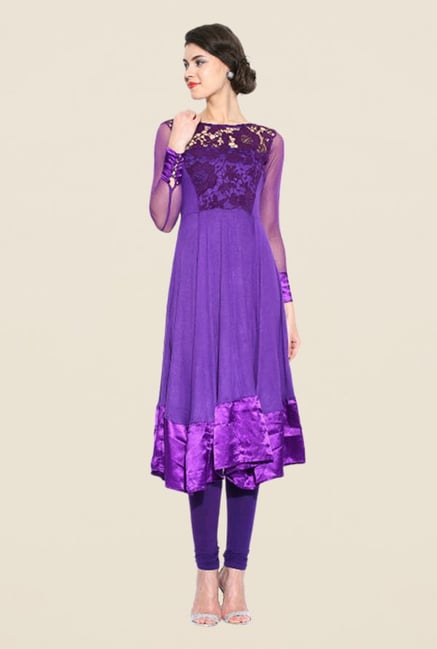 Ira Soleil Purple Embroidered Kurta Ira Soleil Purple Embroidered Kurta