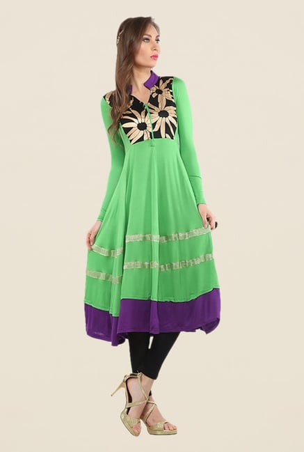 Ira Soleil Green Printed Kurta Ira Soleil Green Printed Kurta