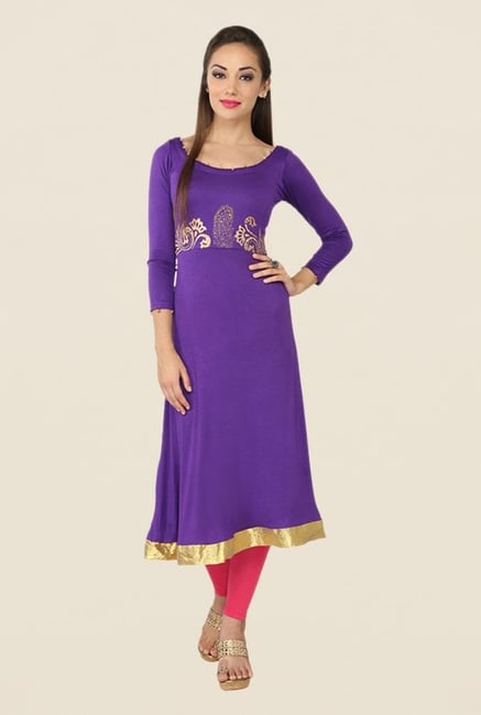Ira Soleil Purple Printed Kurta Ira Soleil Purple Printed Kurta