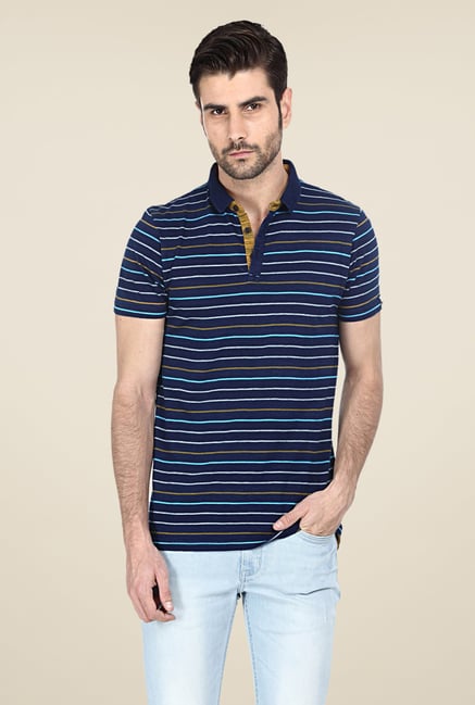 Basics Navy Striped Polo T-shirt Basics Navy Striped Polo T-shirt