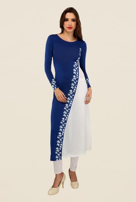 Ira Soleil Blue Solid Kurta Ira Soleil Blue Solid Kurta