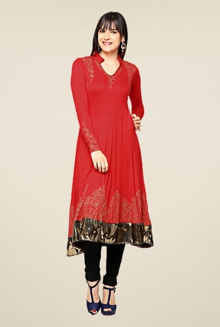 Ira Soleil Red Printed Kurta Ira Soleil Red Printed Kurta