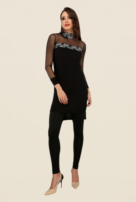 Ira Soleil Black Solid Kurti Ira Soleil Black Solid Kurti