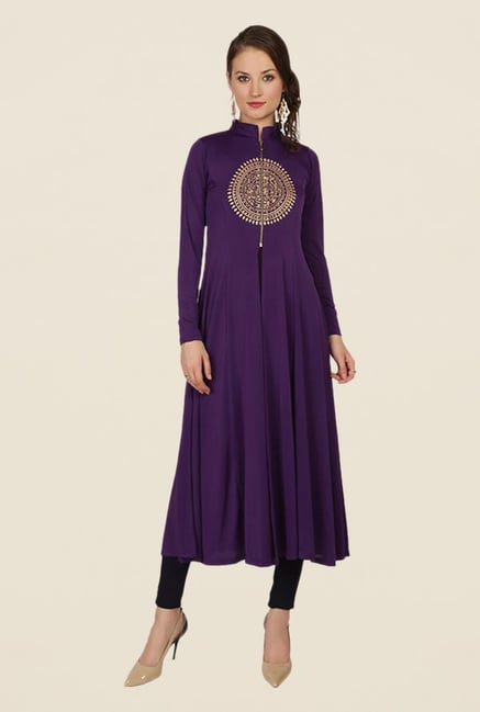 Ira Soleil Purple Printed Kurta Ira Soleil Purple Printed Kurta