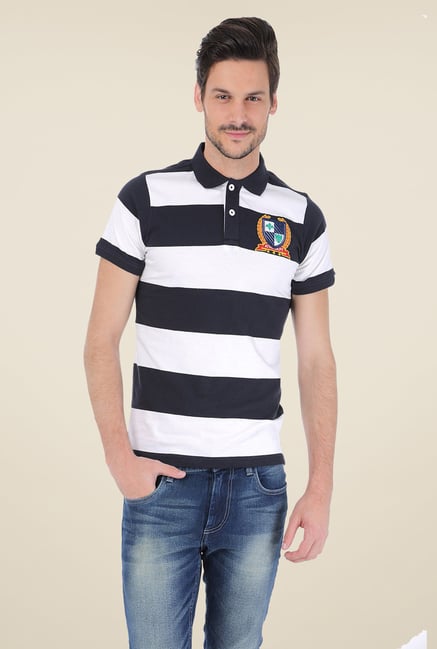 Basics Black Striped Polo T-shirt Basics Black Striped Polo T-shirt