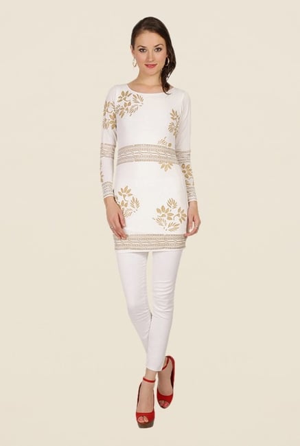 Ira Soleil White Printed Kurti Ira Soleil White Printed Kurti
