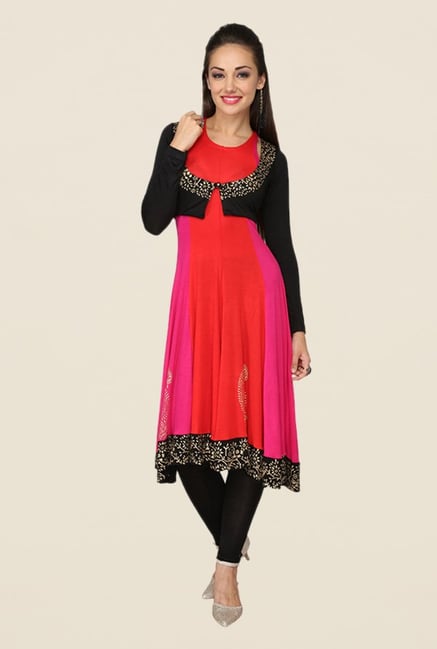 Ira Soleil Pink Solid Kurta Ira Soleil Pink Solid Kurta