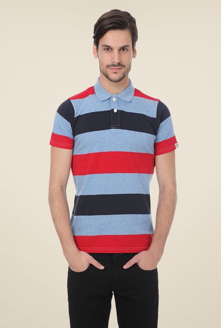 Basics Multicolor Striped Blend Polo T-shirt Basics Multicolor Striped Blend Polo T-shirt