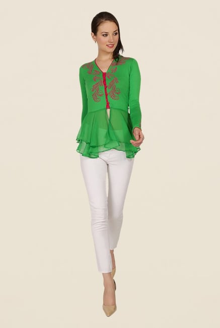 Ira Soleil Green Printed Top Ira Soleil Green Printed Top