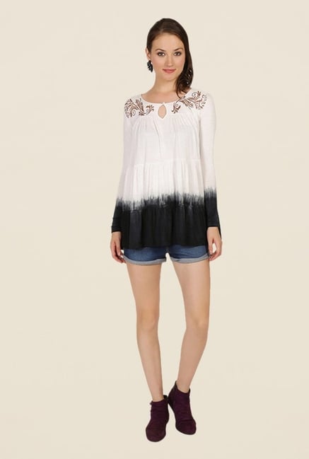 Ira Soleil Off White Ombre Top Ira Soleil Off White Ombre Top